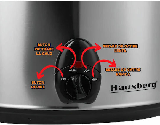Hausberg Hausberg HB 1301 Бавно Готвещ Уред 320W с Капацитет 6.5л Сив
