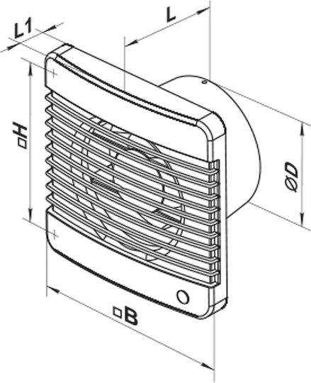 Vents Επιτοίχιος Εξαεριστήρας Μπάνιου 125mm Λευκός