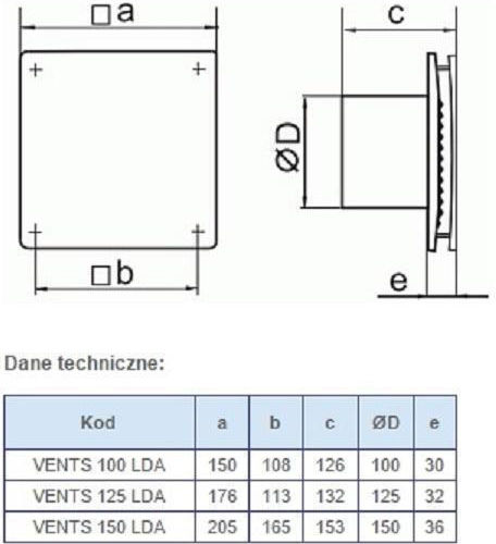 Vents Επιτοίχιος Εξαεριστήρας Μπάνιου 100mm