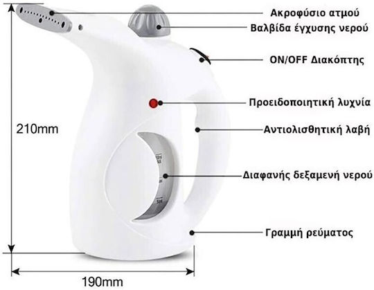 Sokany ZJ-108 Ατμοκαθαριστής Ρούχων Χειρός 800W με Δοχείο 250ml Λευκός