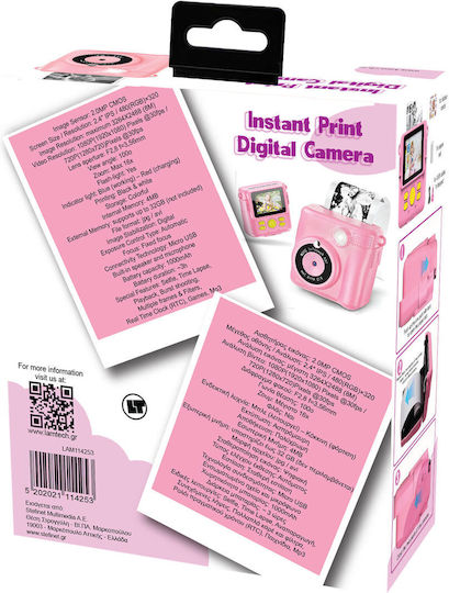 Lamtech LAM114253 Children's Camera 2MP with Thermal Printing Optical Zoom 16x Pink
