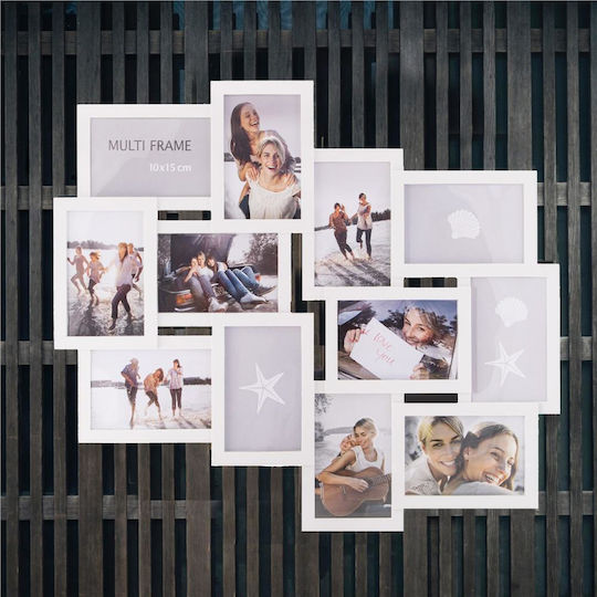 Multi Wandmontage 12 Bilder Kunststoff mit Weißem Rahmen