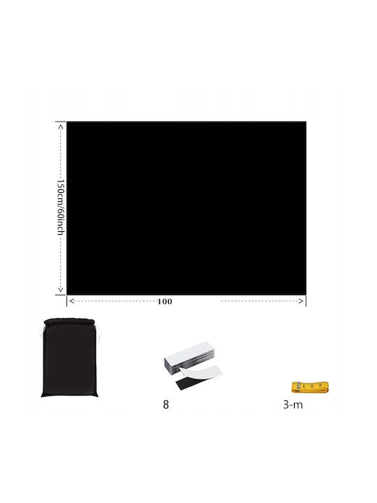 Blackout Roller Blind Window Film Velcro 100x150cm + Darkening Bag