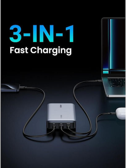 Ugreen PB205 Power Bank 25000mAh 145W με Θύρα USB-A και 2 Θύρες USB-C Power Delivery / Quick Charge 3.0 Γκρι