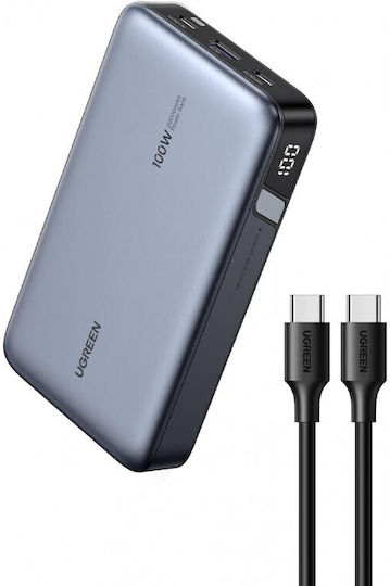 Ugreen PB720 Power Bank 20000mAh 100W με Θύρα USB-A και 2 Θύρες USB-C Power Delivery / Quick Charge 2.0 / Quick Charge 3.0 Γκρι