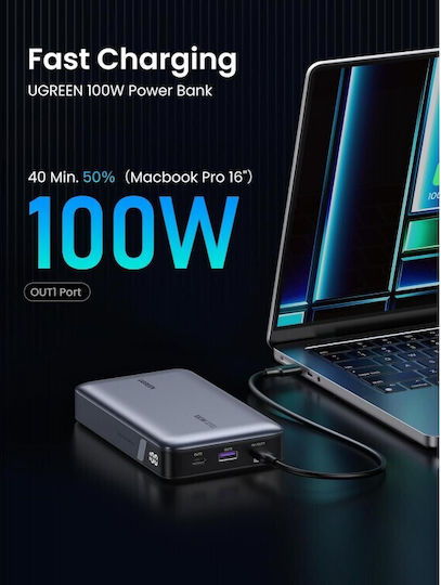 Ugreen PB720 Power Bank 20000mAh 100W με Θύρα USB-A και 2 Θύρες USB-C Power Delivery / Quick Charge 2.0 / Quick Charge 3.0 Γκρι
