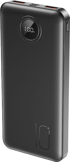 XO PR238 Power Bank 10000mAh 20W with 2 USB-A Ports and USB-C Port Quick Charge 2.0 / Quick Charge 3.0 Black
