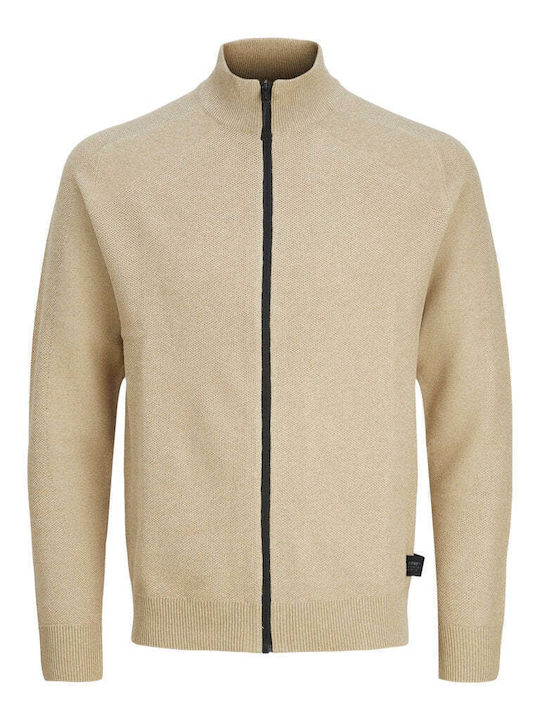 Jack & Jones Men's Knitted Cardigan with Zipper Crockery