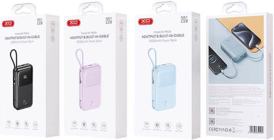 XO PR234 Power Bank 20000mAh mit USB-A Anschluss und USB-C Anschluss Lila