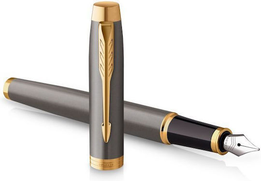 Parker Im Core Writing Pen Medium Gray made of Brass with Blue Ink