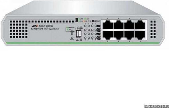 Allied Telesis At-gs910/8 Unverwaltet L2 Power over Ethernet Switch mit 8 Ports Gigabit (1Gbps) Ethernet