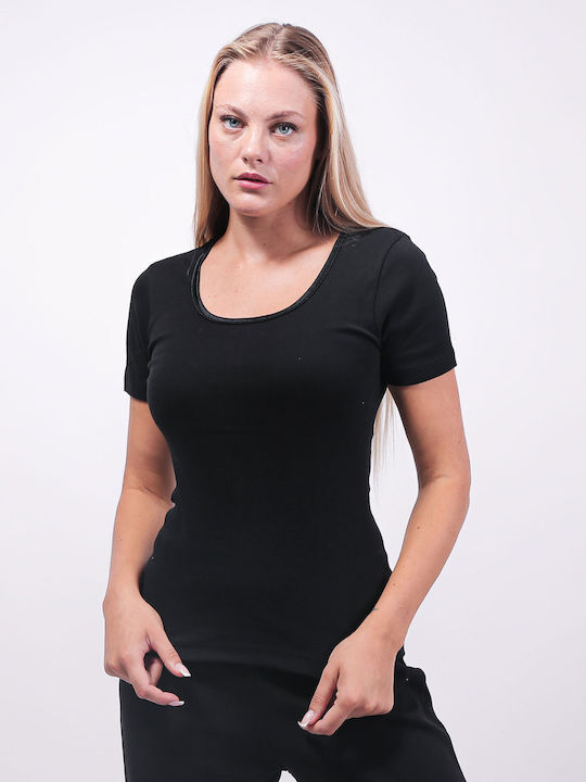 Giorgio Women's Short Sleeve Cotton T-Shirt Black