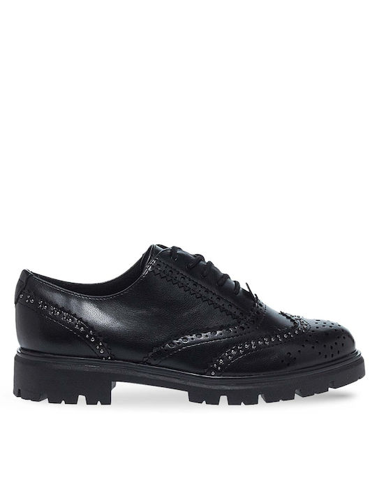 Marco Tozzi Women's Synthetic Leather Oxford Shoes Black