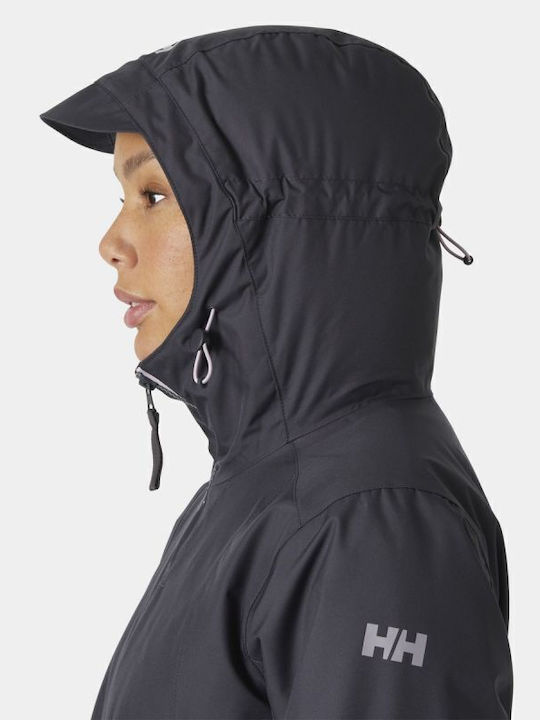 Women's for Hiking Short Sports Jacket Waterproof for Winter with Hood Black