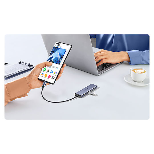 Ugreen Cm511 USB-C Docking Station με HDMI 4K PD Ethernet Γκρι