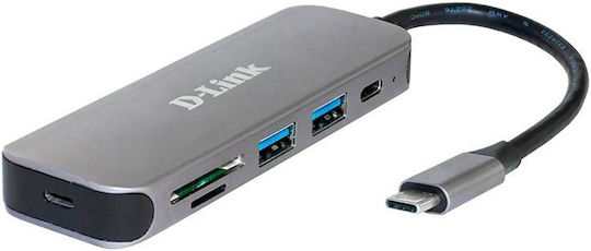 D-Link USB-Hub 3 Anschlüsse USB 3.0 mit USB-C Verbindung Grau