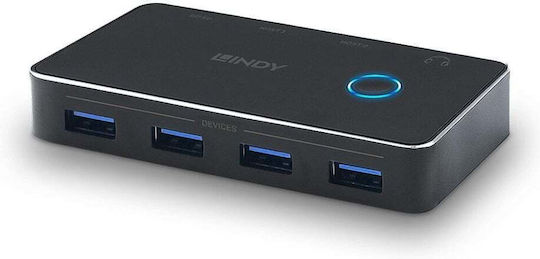 Lindy Hub 4 Θυρών USB 3.0 με σύνδεση USB-A Πράσινο