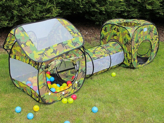 3 in 1 Spielhaus Kinder Multifunktionales Haus Tunnel Zelt 230x70x85cm Tarnfarbe