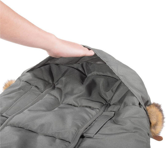 Universal Sac de picioare pentru cărucior Impermeabil Gri cu căptușeală Fleece 90x45εκ.