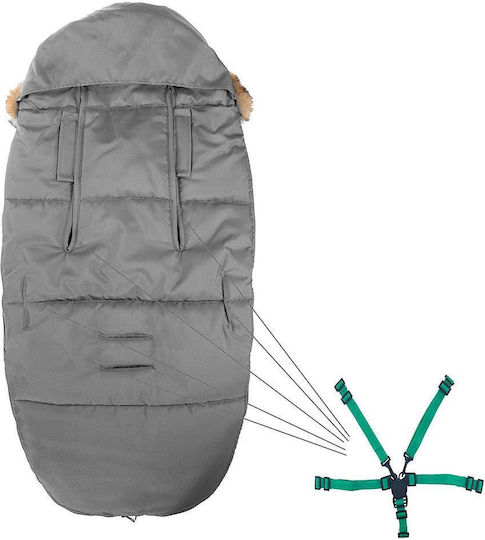 Universal Sac de picioare pentru cărucior Impermeabil Gri cu căptușeală Fleece 90x45εκ.