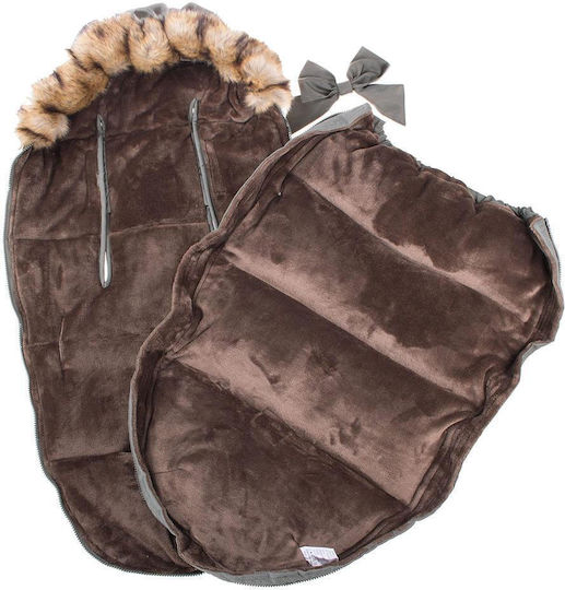Universal Sac de picioare pentru cărucior Impermeabil Gri cu căptușeală Fleece 90x45εκ.