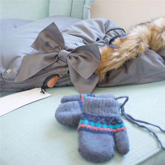 Universal Sac de picioare pentru cărucior Impermeabil Gri cu căptușeală Fleece 90x45εκ.