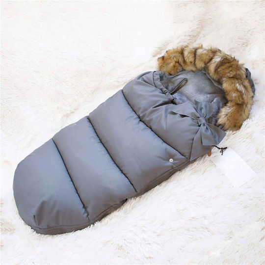 Universal Sac de picioare pentru cărucior Impermeabil Gri cu căptușeală Fleece 90x45εκ.