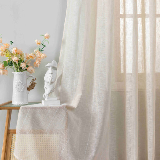 My Home Luxury Curtain With Pencil Pleat Lucktora Beige 270x290cm
