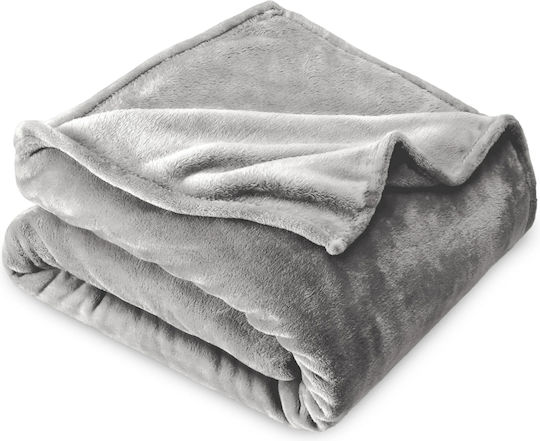 My Home Luxury Κουβέρτα Fleece Υπέρδιπλη 220x240εκ. Γκρί Ανοιχτό