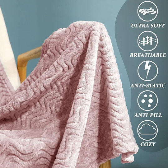 My Home Luxury Pătură Fleece Supra dublă 220x240 cm Roz