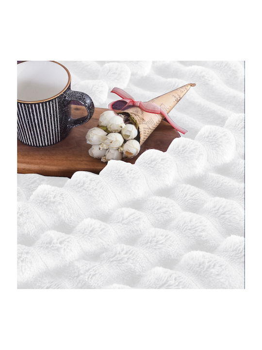 My Home Luxury Κουβέρτα Fleece Υπέρδιπλη 220x240εκ. Λευκή