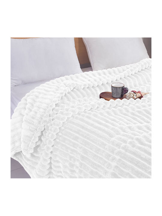 My Home Luxury Κουβέρτα Fleece Υπέρδιπλη 220x240εκ. Λευκή
