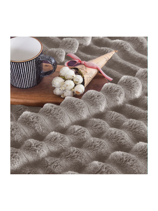 My Home Luxury Κουβέρτα Fleece Υπέρδιπλη 220x240εκ. Μόκα MRD-44