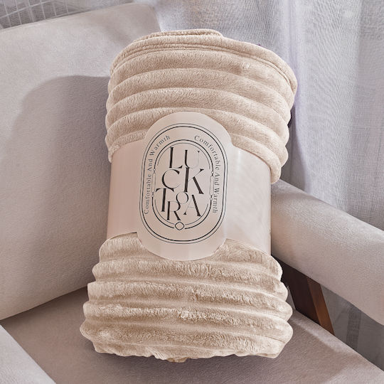 My Home Luxury Κουβέρτα Fleece Μονή 160x220εκ. Εκρού MRS-08