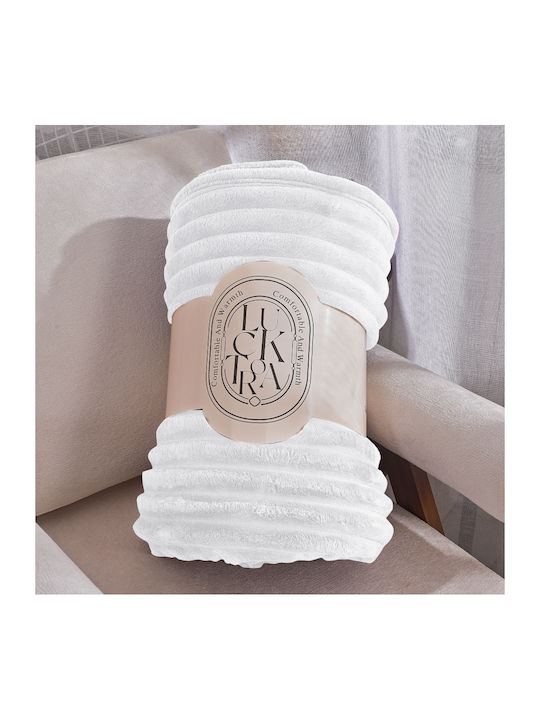 My Home Luxury Κουβέρτα Fleece Υπέρδιπλη 220x240εκ. Λευκή