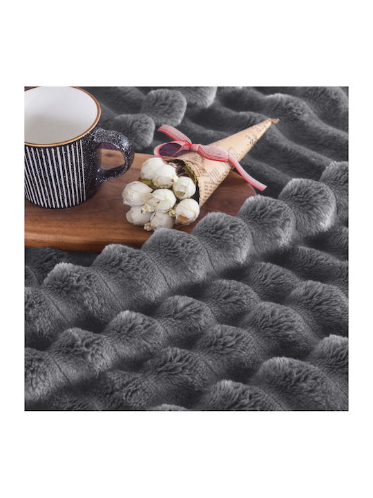 My Home Luxury Κουβέρτα Fleece Υπέρδιπλη 220x240εκ. Γκρι Σκούρο MRD-16