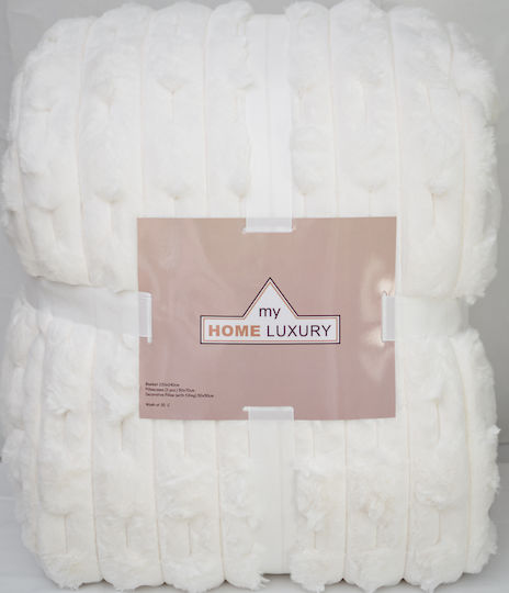 My Home Luxury Set Blanket Furry Queen 220x240cm White