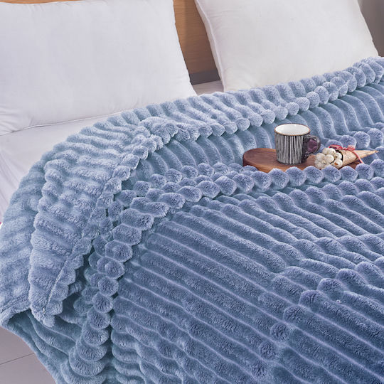 My Home Luxury Blanket Fleece Single 160x220cm Blue