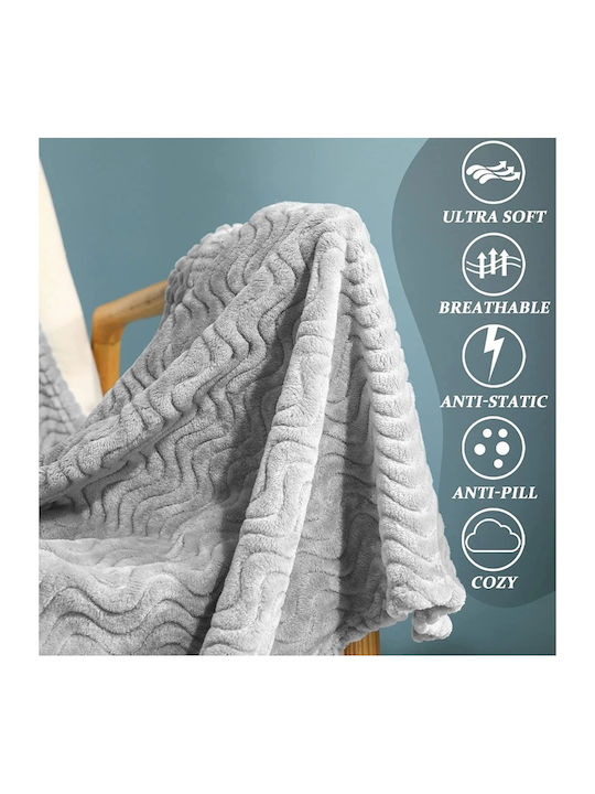 My Home Luxury Κουβέρτα Fleece Υπέρδιπλη 220x240εκ. Ανοιχτό Γκρι BL220-11
