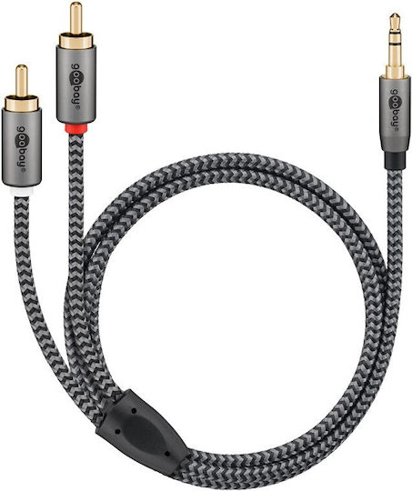 Goobay 3.5mm male - 2x RCA male Cable Gray 1m (65285)