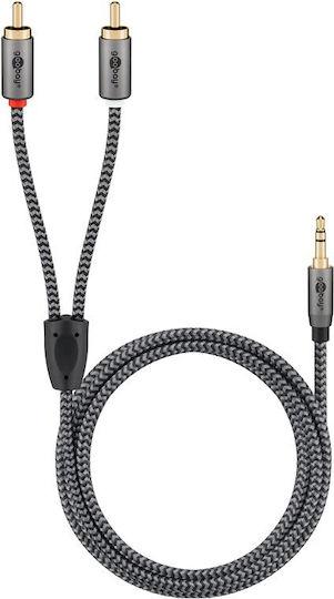 Goobay Καλώδιο Ήχου 3.5mm male - 2x RCA male Γκρι 1m 65285