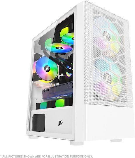 1STPLAYER X4-M Gaming Midi Tower Κουτί Υπολογιστή με Πλαϊνό Παράθυρο και RGB Φωτισμό Λευκό