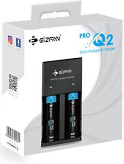 Efan Q2 Φορτιστής 2 Μπαταριών Li-ion Μεγέθους 18650/16340/26650/14500