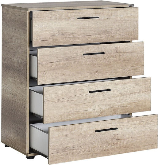 Wooden Bedroom Chest of Drawers with 4 Ash Grey Walnut Drawers 73x44x96cm