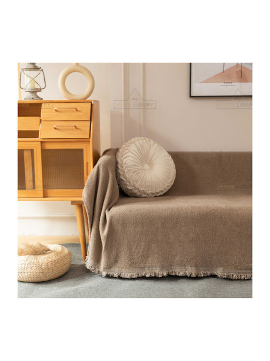 My Home Luxury Cavo Armchair Throw Jacquard 180x180cm Brown