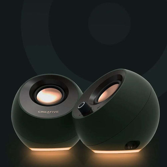 Creative Pebble Pro Ηχεία Υπολογιστή 2.0 με RGB Φωτισμό και Bluetooth Ισχύος 20W σε Πράσινο Χρώμα