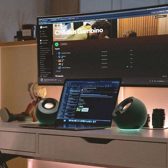Creative Pebble Pro Ηχεία Υπολογιστή 2.0 με RGB Φωτισμό και Bluetooth Ισχύος 20W σε Πράσινο Χρώμα