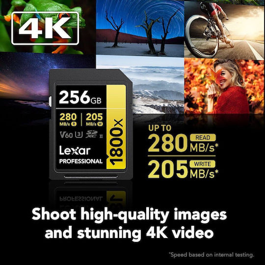 Lexar Professional 1800x SDXC 256GB U3 V60 UHS-II 280MB/s