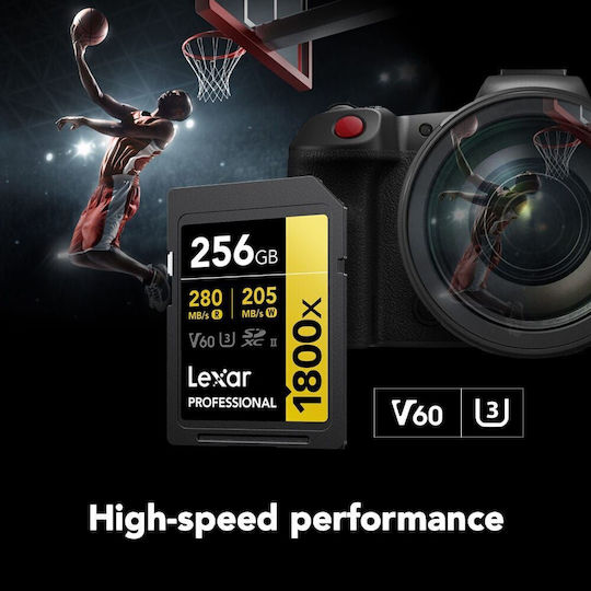 Lexar Professional 1800x SDXC 256GB U3 V60 UHS-II 280MB/s