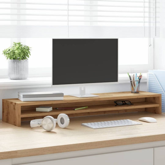 vidaXL Artisan Stejar Tabletop Suport pentru 2 Monitoare Stejar Maro